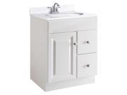 Design House 545053 Wyndham White Semi Gloss Vanity Cabinet with 1 Door and 2 Drawers 24 Inches by 21 Inches by 31.5 Inches 545053