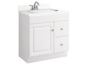 Design House 545079 Wyndham White Semi Gloss Vanity Cabinet with 1 Door and 2 Drawers 30 Inches by 21 Inches by 31.5 Inches 545079