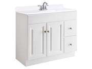 Design House 545087 Wyndham White Semi Gloss Vanity Cabinet with 2 Doors and 2 Drawers 36 Inches by 18 Inches by 31.5 Inches 545087