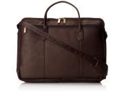 Double Top Zip Leather Briefcase w Adjustable Strap Black