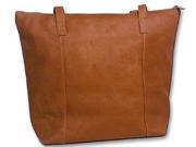 Large Top Zip Leather Shopping Bag w Full Lining Tan