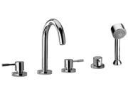 Jewel Faucets Two Lever Handle Roman Tub Faucet and Hand Shower Flash Black