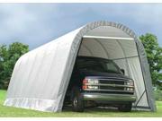Extra Large Garage w Green or Grey Cover Round Frame Gray