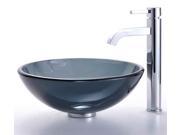 Clear Black Glass Vessel Sink Ramus Faucet Satin Nickel