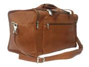 Leather Travel Duffel Bag w Side Pockets in Saddle