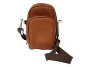 Leather Camera Bag w Padded Compartment in Saddle
