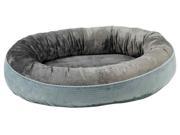 Designer Orbit Bed in Blue Bayou and Grey Teddy Fabric Large 42 x 32 x 9 in.