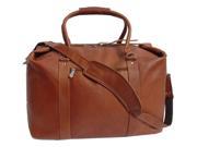 Leather Carry On Bag w Adjustable Buckle Straps in Saddle