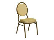 Flash Furniture HERCULES Series Teardrop Back Stacking Banquet Chair with Beige Patterned Fabric and 2.5 Thick Seat Gold Frame [FD C04 ALLGOLD 2811 GG]