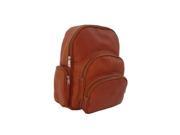 Expandable Leather Backpack w Adjustable Padded Straps in Saddle