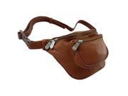 Leather Waist Bag w Hidden Back Zip Pocket in Saddle