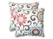 Outdoor Pom Pom Play Peachtini 18.5 inch Throw Pillow Set of 2