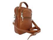 Leather Camera Bag w Side Vertical Zip Pocket in Saddle