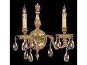 Crystorama Oxford Brass Wall Sconce Golden Teak Polished Crystal 2502 OB GT MWP