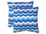 Outdoor Panama Wave Azure 18.5 inch Throw Pillow Set of 2