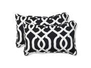 Outdoor New Geo Black White Rectangular Throw Pillow Set of 2