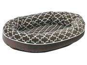 Designer Orbit Bed in Graphite Lattice and River Rock Fabric Large 42 x 32 x 9 in.