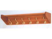 Wooden Mallet Rail Coat Flared Top 37 Wall Display Storage 6 Hook Shelf Hangers Chrome Medium Oak