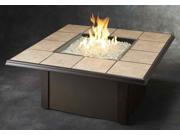 Outdoor Greatroom NV 2424 BRN K Napa Valley Crystal Fire Pit Table with Brown Metal Base Tan Porcelain Tiles and a Square Burner