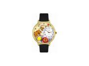 Collie Black Skin Leather And Goldtone Watch G0130004
