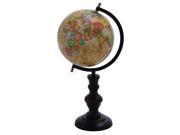 Metal Globe With Intricate Detailing And Smooth Brown Wooden Base by Benzara