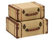 Old Look Burlap Travel Suitcase Set 62258