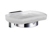 House Frosted Glass Soap Dish w Polished Chrome Hardware