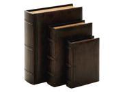 Library Wood Leather Book Set 3 13 10 8 H by Benzara