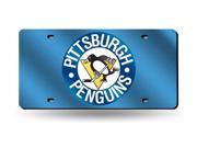 Penguins Retro License Plate Tag in Blue