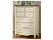 American Woodcrafters 3501 150 Chateau Five Drawer Chest Antique white with Br