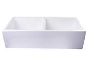 White Smooth Thick Wall Fireclay Double Bowl Farm Sink