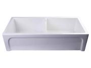 White Thick Wall Fireclay Double Bowl Farm Sink