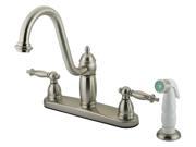 Double Handle 8 in. Kitchen Faucet in Satin Nickel Finish