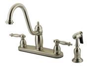 Double Handle 8 in. Kitchen Faucet with Brass Sprayer