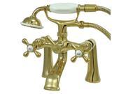 Deck Mount Clawfoot Tub Filler with Hand Shower in Polished Brass by Kingston Brass