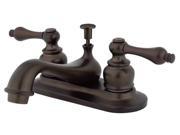 Two Handle 4 Centerset Lavatory Faucet with Retail Pop up in Oil Rubbed Bronze by Kingston Brass