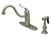 Kingston Brass KB1578PLBS Single Handle Kitchen Faucet With Brass Sprayer