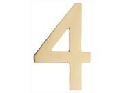 Floating House Number 4 in Polished Brass Finish 2.7 in. W x 4 in. H 0.17 lbs.