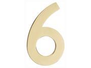 Floating House Number 6 in Polished Brass Finish 3.12 in. W x 5 in. H 0.34 lbs.