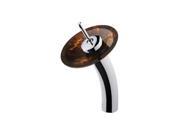 Waterfall Faucet with Brown and Gold Glass Disc