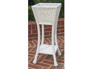 Wicker Resin Steel 2 Tier Patio Plant Stand in White