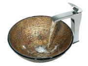 Textured Copper Vessel Sink w Square Edged Faucet