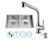 All in One 32 in. Double Bowl Kitchen Sink and Faucet Set