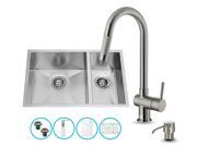 All in One Double Bowl Kitchen Sink and Faucet Set
