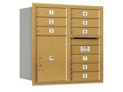 Double Column Rear Loading Horizontal Mailbox in Gold