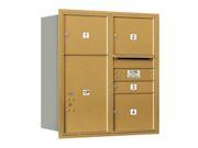 Double Column Rear Loading 4C Horizontal Mailbox in Gold