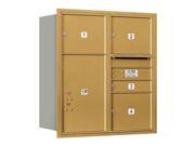 Double Column Rear Loading 4C Horizontal Mail Box in Gold