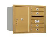 USPS Access Horizontal Mailbox with 4 MB1 Doors in Gold