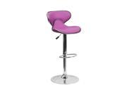 Contemporary Cozy Mid Back Purple Vinyl Adjustable Height Barstool with Chrome Base