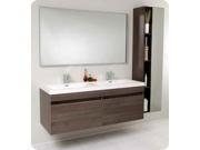 Largo Modern Bathroom Vanity Set in Gray Oak Finish Tartaro Chrome 2 Pcs.